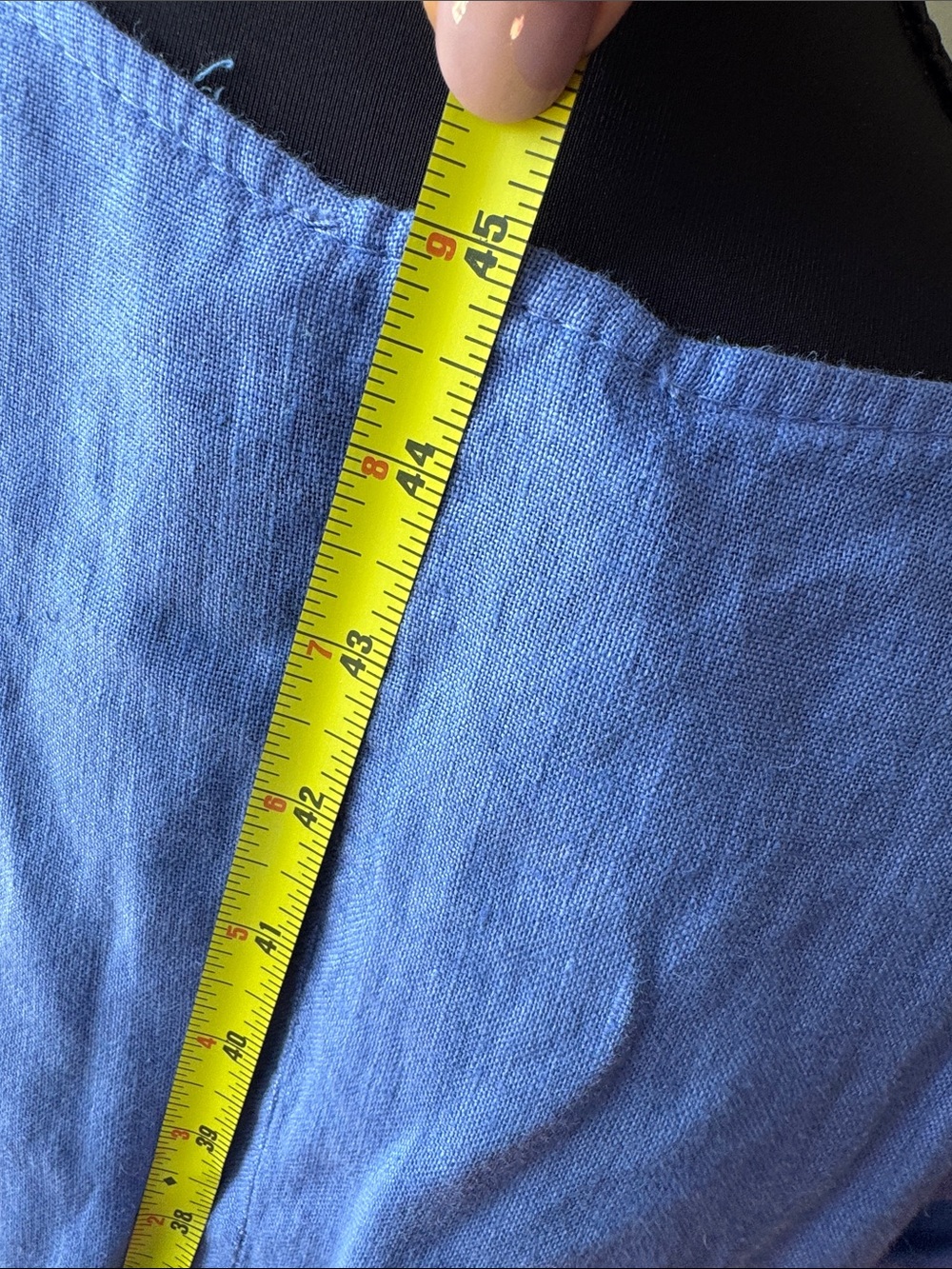 Brin d’ete’ Relaxed V-Neck Blue Linen Tunic-Dress, size XXL,100% Linen ,Italy - Picture 6 of 8